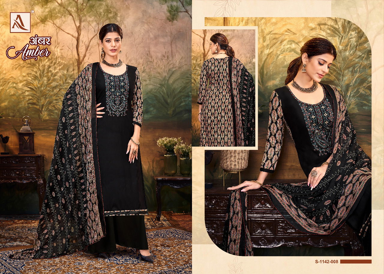 Alok Amber Fancy Embroidered Wholesale Dress Material Catalog